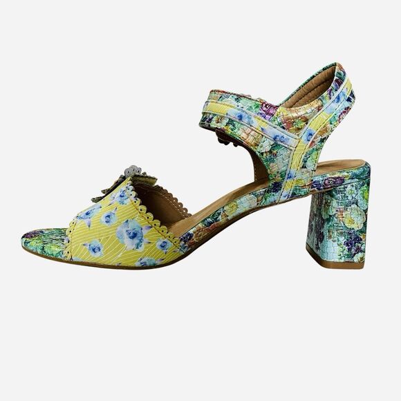 L'Artististe Floral Sandals Boho Spring Step 9.5 10 Block Heel Voguesh - Picture 4 of 15